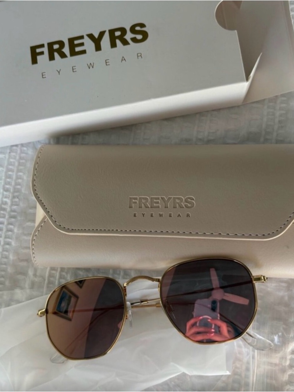 FREYRS Women's Gold Frame Sunglasses with Brown Lenses